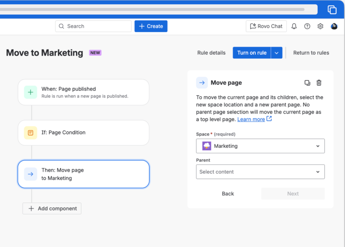 Automatisierungsregel in Confluence Cloud